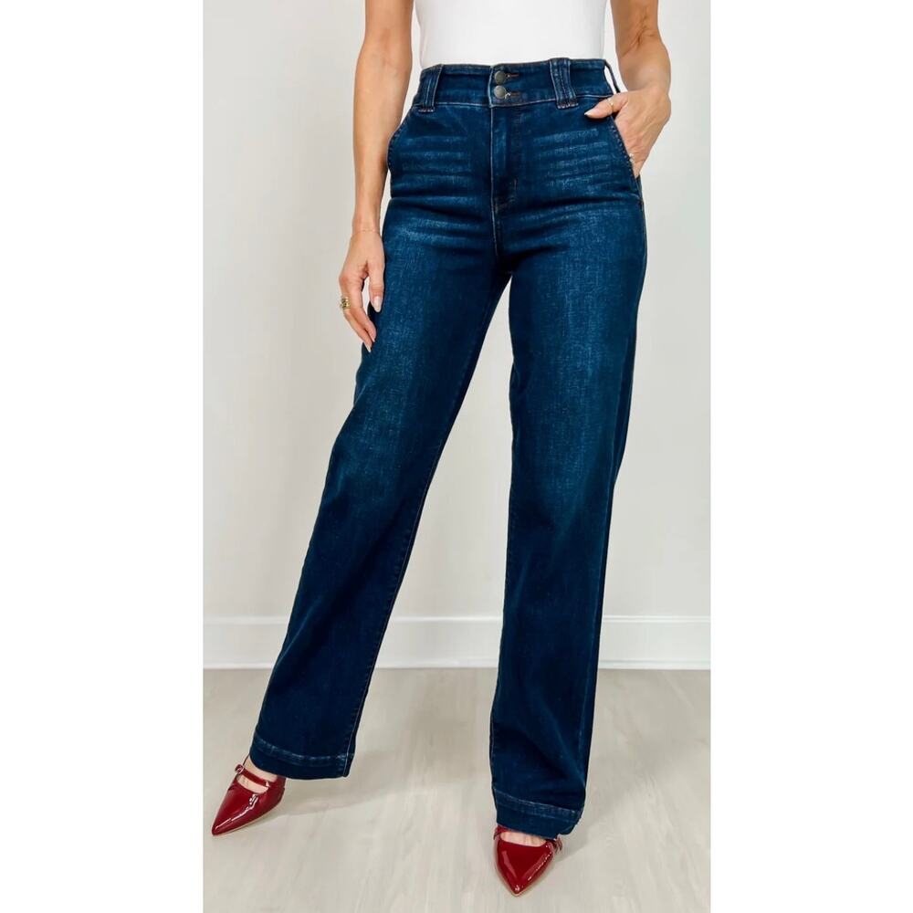 Judy Blue HIGH SOCIETY High-Waist Trouser Leg Jeans EUC Size 13/31